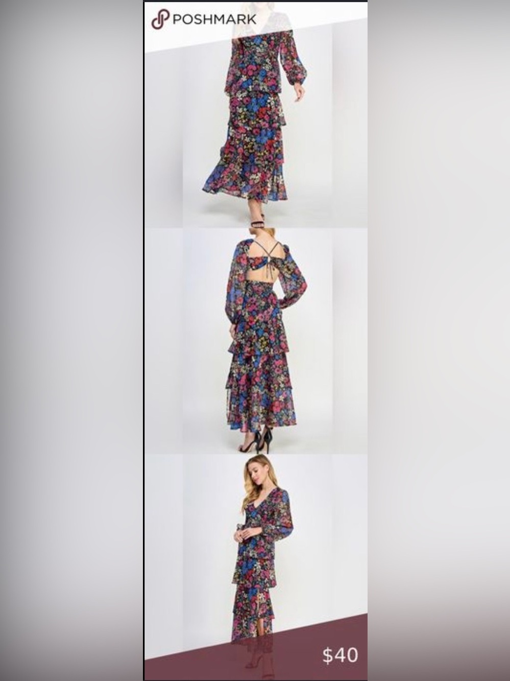 Floral Tiered Maxi Dress - Multicolor